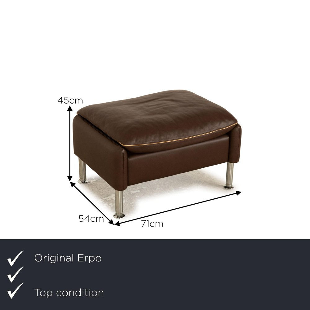 Porto Leather Stool in Dark Brown from Erpo