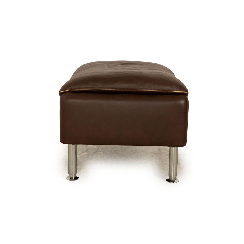 Porto Leather Stool in Dark Brown from Erpo