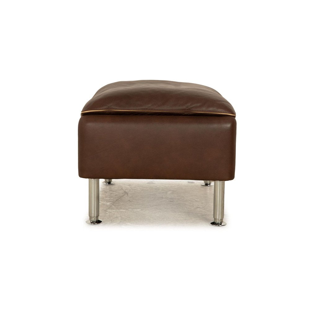 Porto Leather Stool in Dark Brown from Erpo