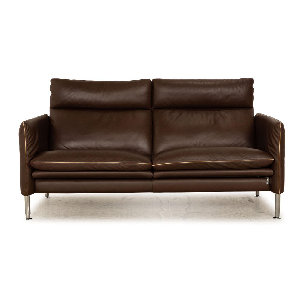 Porto Leather Three Seater Brown Dark Brown Sofa from Erpo