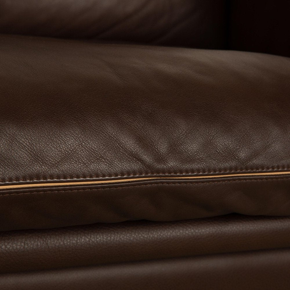 Porto Leather Three Seater Brown Dark Brown Sofa from Erpo