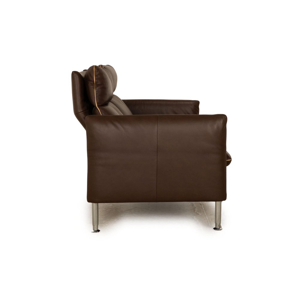 Porto Leather Three Seater Brown Dark Brown Sofa from Erpo