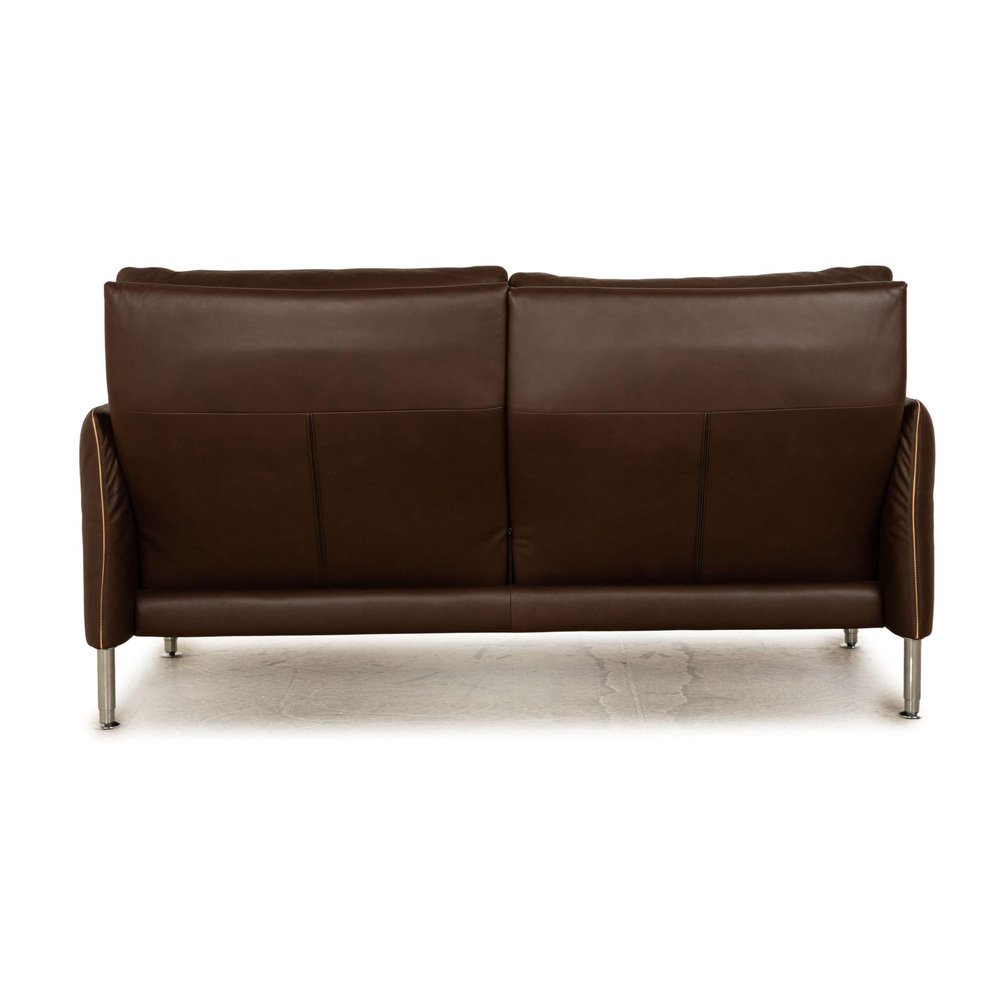 Porto Leather Three Seater Brown Dark Brown Sofa from Erpo