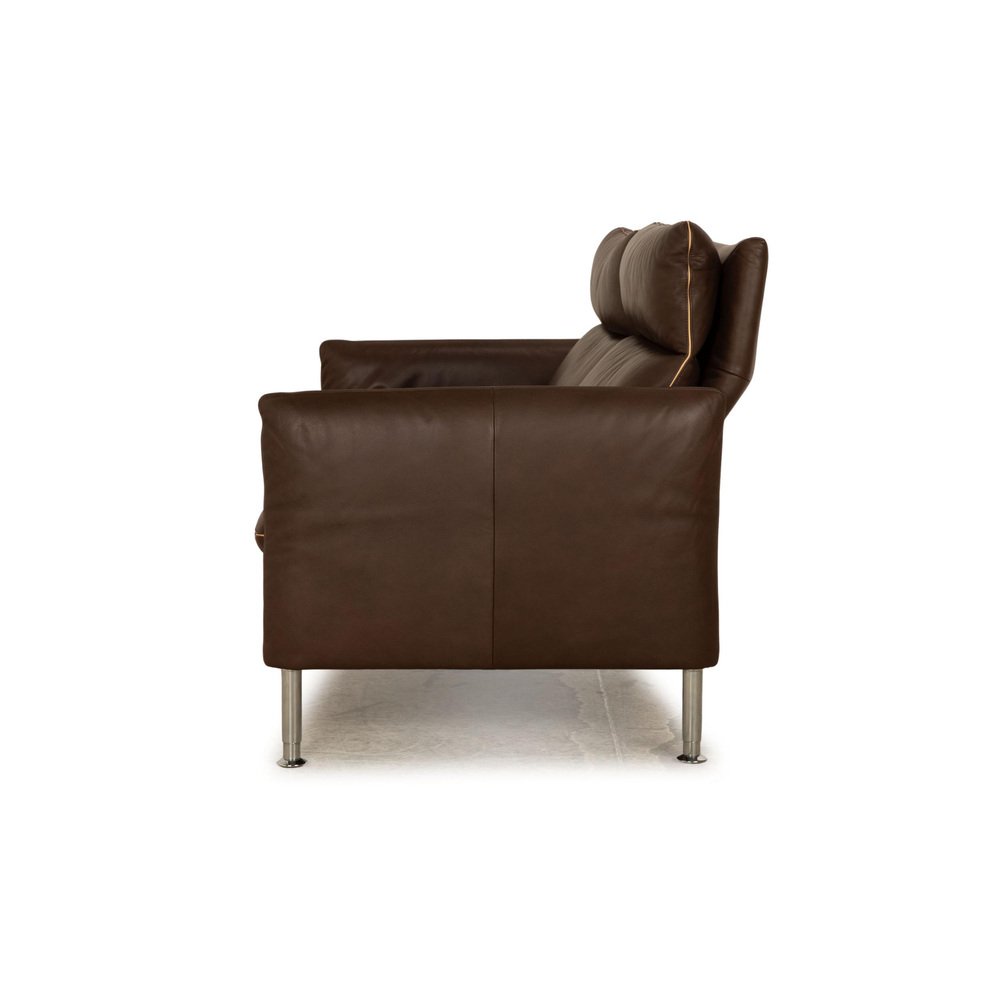 Porto Leather Three Seater Brown Dark Brown Sofa from Erpo