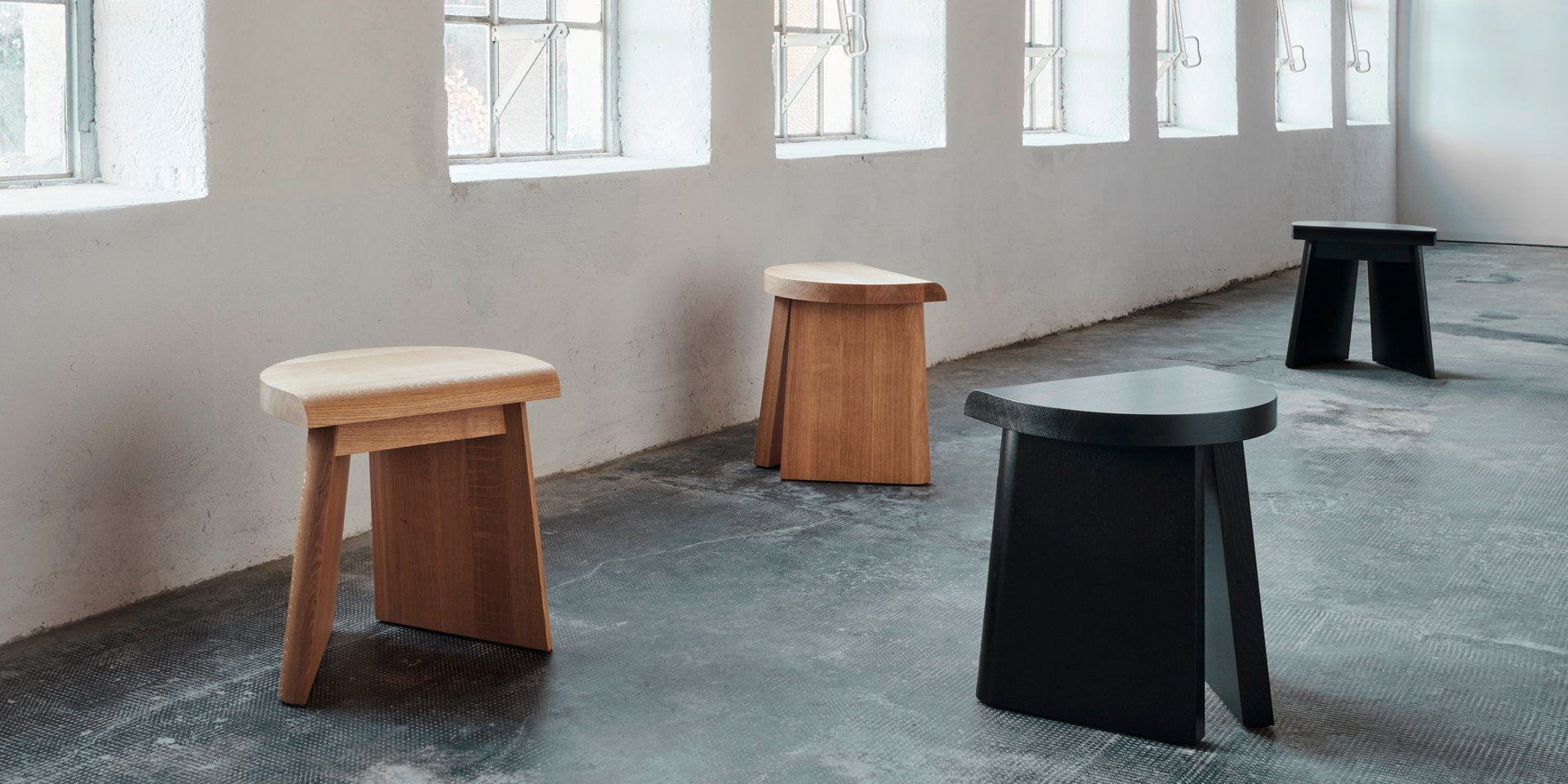 Portoa Stool in Black Stained Oak by Christian Haas for Favius