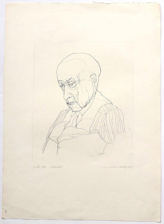 Portrait Etching by André Roland Brudieux, 1960s