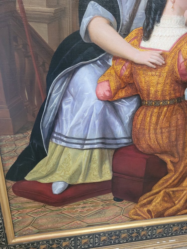 Portrait of 3 Ladies, 1883, Large Oil on Canvas, Framed