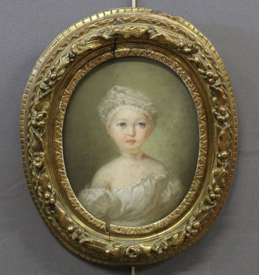 Portrait of a Child, Pastel Drawing, 1827, Framed