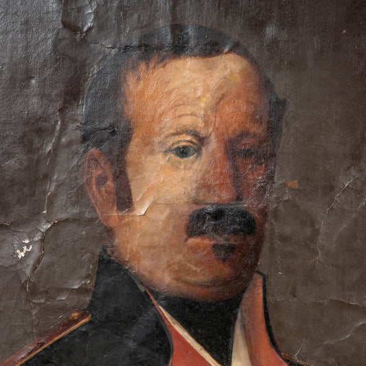 Portrait of a French Military Man, 19th Century, Oil on Canvas, Framed