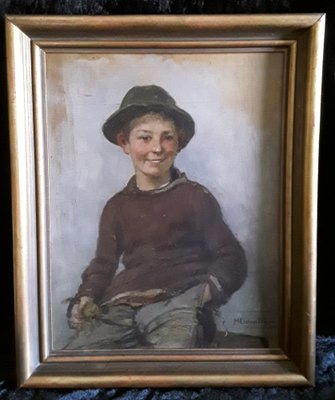 Portrait of a Sitting Boy, 1900s, Oil on Cardboard-HOI-1238773