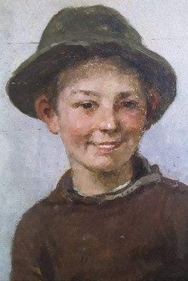 Portrait of a Sitting Boy, 1900s, Oil on Cardboard-HOI-1238773