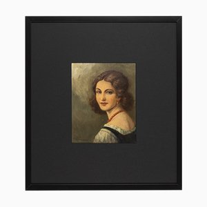 Portrait of a Woman, 1920s, Oil on Plate, Framed-GPP-1050261