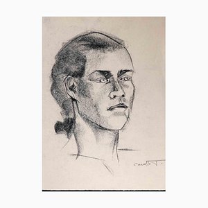 Portrait of a Woman, Original Drawing, Mid 20th-Century-ZCI-1192735