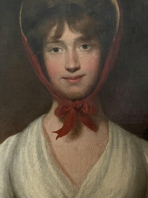 Portrait of a Young English Woman, 19th Century, Oil on Canvas, Framed-XMH-1703528