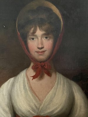 Portrait of a Young English Woman, 19th Century, Oil on Canvas, Framed-XMH-1703528