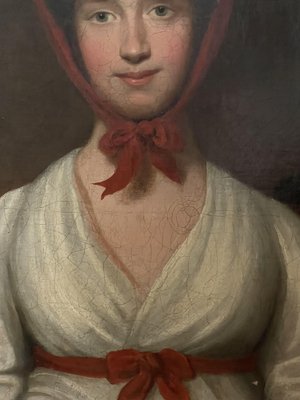 Portrait of a Young English Woman, 19th Century, Oil on Canvas, Framed-XMH-1703528