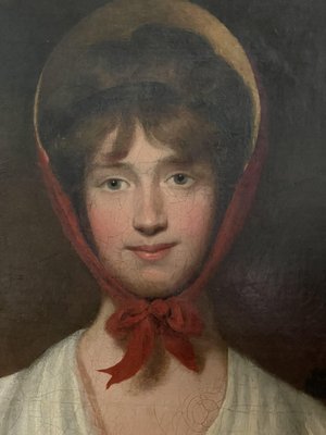 Portrait of a Young English Woman, 19th Century, Oil on Canvas, Framed-XMH-1703528