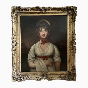 Portrait of a Young English Woman, 19th Century, Oil on Canvas, Framed-XMH-1703528