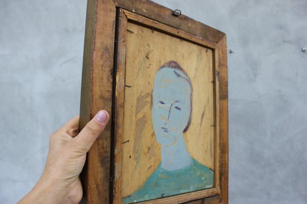 Portrait of a Young Girl, Oil on Canvas, Framed-UWJ-1103574