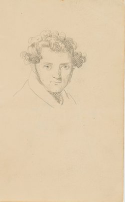 Portrait of a Young Man With Curly Hair, 19th-Century, Pencil-OJR-1273487