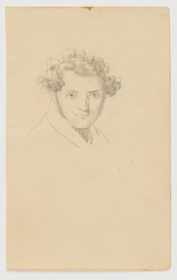 Portrait of a Young Man With Curly Hair, 19th-Century, Pencil-OJR-1273487