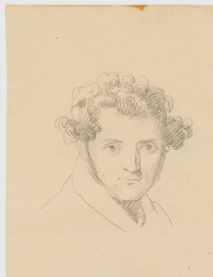 Portrait of a Young Man With Curly Hair, 19th-Century, Pencil-OJR-1273487