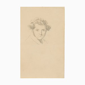 Portrait of a Young Man With Curly Hair, 19th-Century, Pencil-OJR-1273487