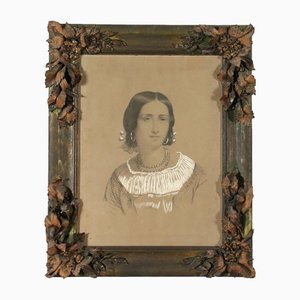 Portrait of a Young Woman, 1858, Pencil & Charcoal on Paper, Framed-VMM-1298783