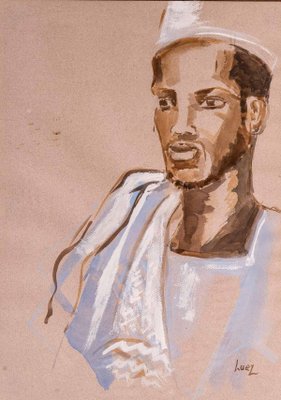 Portrait of an African Man, Watercolor on Paper, 20th-Century-WFS-911015