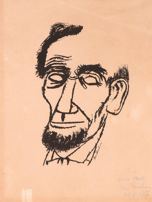 Portrait of Lincoln - Hand signed and Dedicated Print by Ben Shahn - 1955 1955