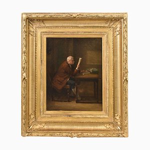 Portrait of Man Reading, 19th Century, Oil on Canvas, Framed-YVI-1732153