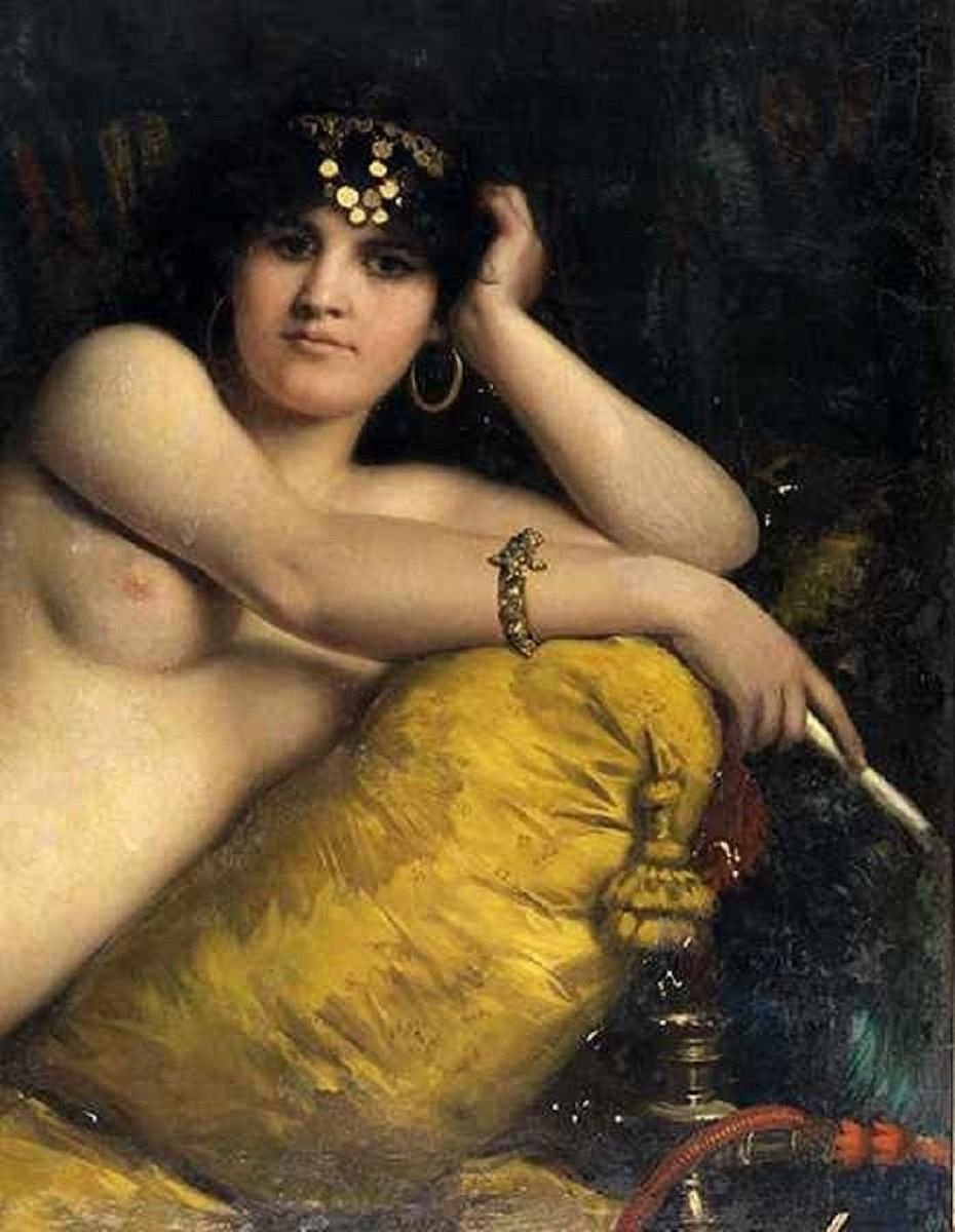 Portrait of Odalisque - Oil on Canvas by Giovanni Costa - 1858 1858