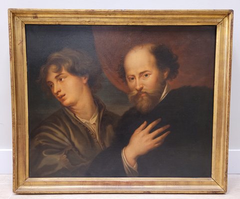 Portrait of Rubens and Van Dyck, 1800s, Oil on Canvas, Framed-NUC-1292113