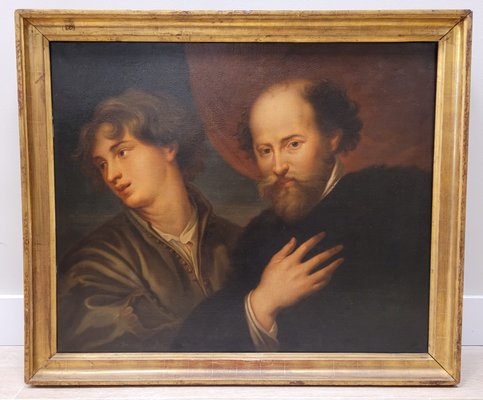 Portrait of Rubens and Van Dyck, 1800s, Oil on Canvas, Framed-NUC-1292113