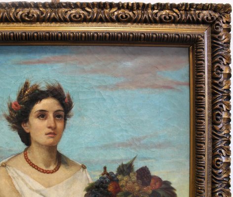 Portrait of Woman, 1800s, Oil on Canvas, Framed-UMS-1383987