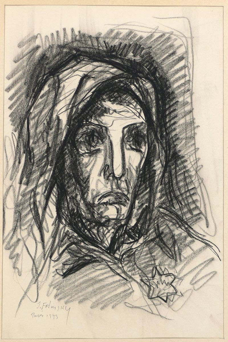 Portrait - Original Charcoal Drawing by Serge Fotinsky - 1943 1943