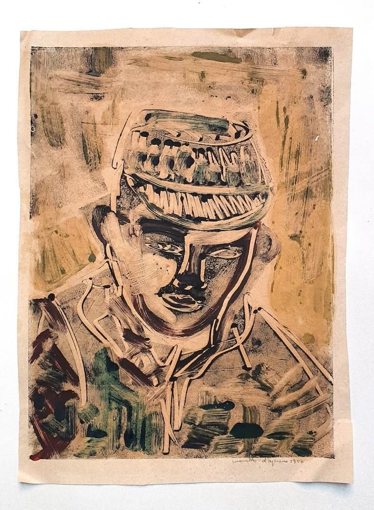 Portrait - Original Drawing in Mixed Media on Paper - 1957 1957