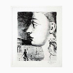 Portrait - Original Etching by P. Delvaux-ZCI-759503