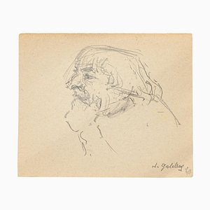 Portrait - Original Pencil and Ink Drawing by S. Goldberg - Mid 20th Century Mid 20th Century-ZCI-759148