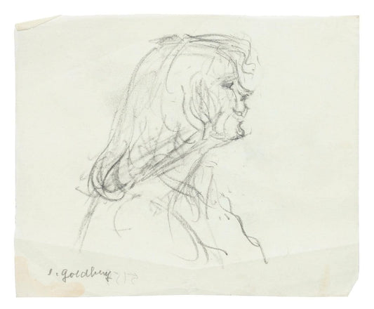 Portrait - Original Pencil Drawing by S. Goldberg - Mid 20th Century Mid 20th Century