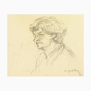 Portrait - Original Pencil Drawing by S. Goldberg - Mid 20th Century Mid 20th Century-ZCI-758138