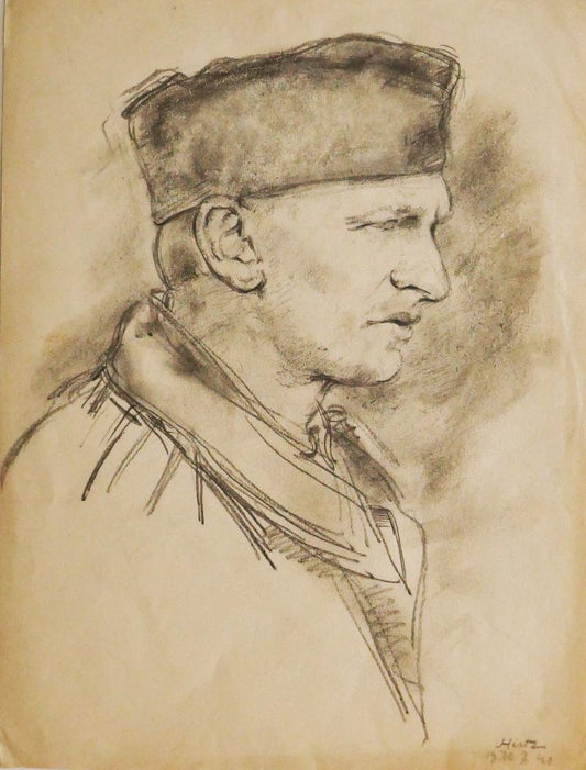 Portrait - Original Pencil Drawing on Paper by J. Hirtz - Early 20th Century Early 20th Century