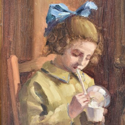 Portrait Painting, Child Playing, Oil Painting, Early 20th Century-YVI-864729