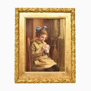 Portrait Painting, Child Playing, Oil Painting, Early 20th Century-YVI-864729