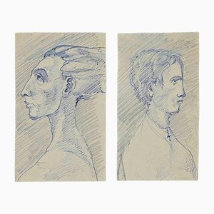 Portraits, Original Drawing, Early 20th-Century-ZCI-1165791