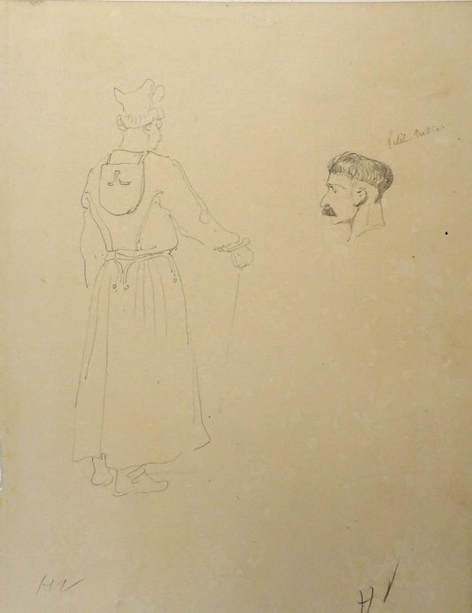 Portraits - Original Pencil Drawing by Horace Vernet - Mid 1800 Mid 1800