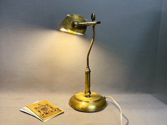 Portuguese Brass Bankers Table Lamp, 1940s-SCS-1803038