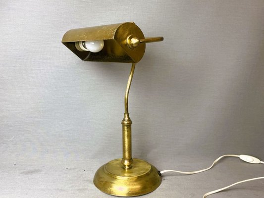 Portuguese Brass Bankers Table Lamp, 1940s-SCS-1803038