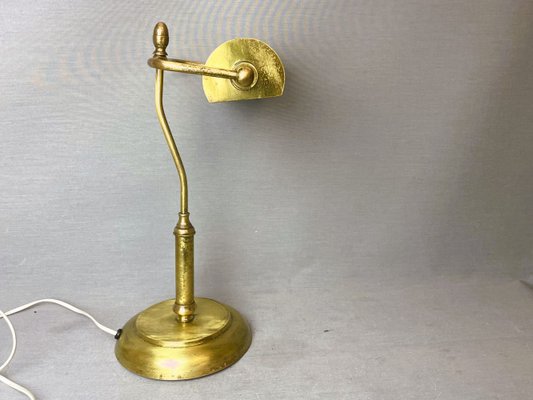 Portuguese Brass Bankers Table Lamp, 1940s-SCS-1803038