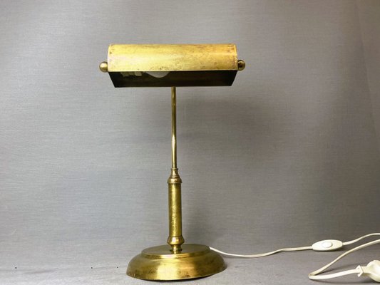 Portuguese Brass Bankers Table Lamp, 1940s-SCS-1803038